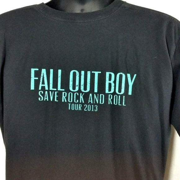 Fall Out Boy Save Rock and Roll Tour 2013 Mens Large Black Tee Shirt Short Sleev - Picture 5 of 8